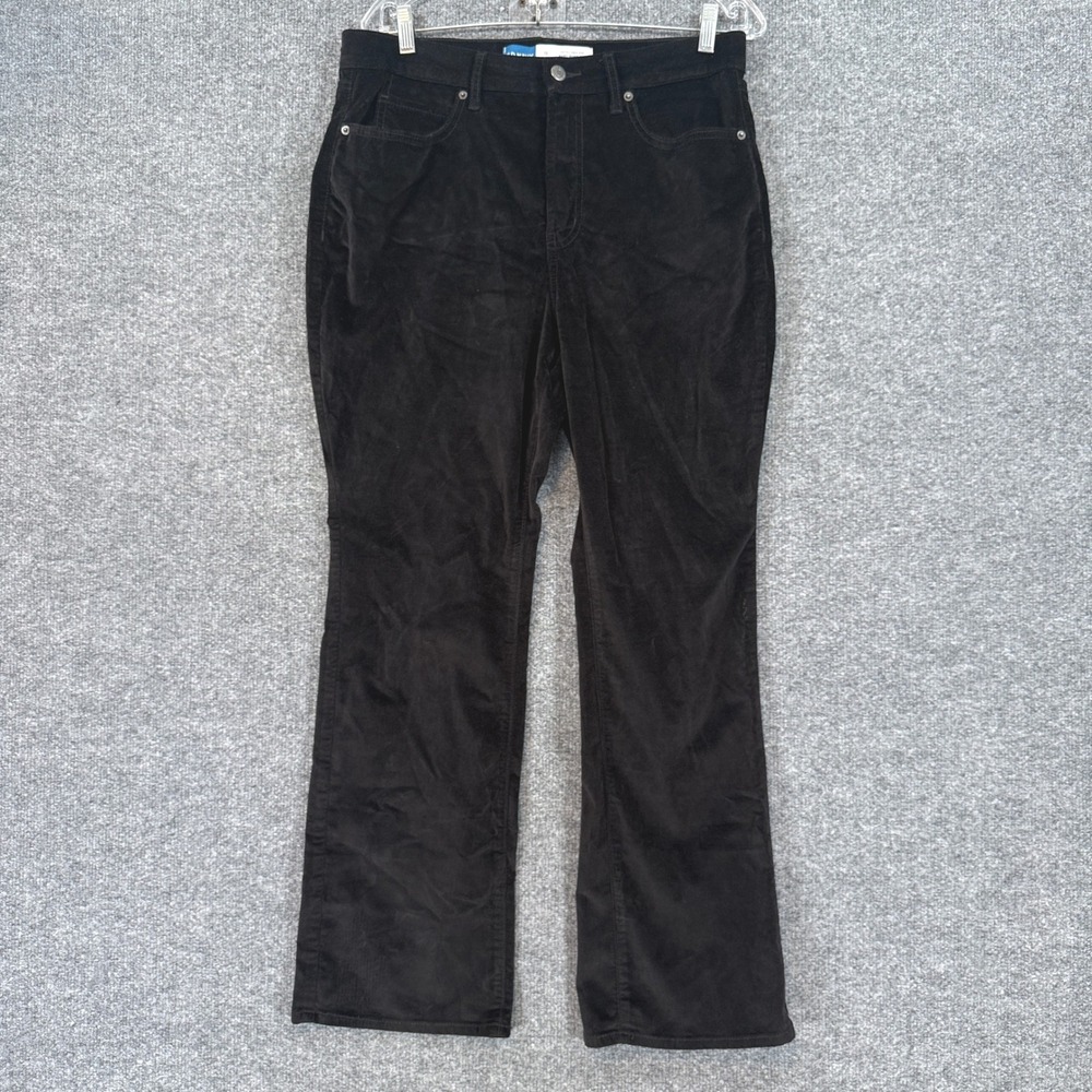 Old Navy Corduroy Pants Womens 12 Petite Black Baby Bootcut High Rise Stretch